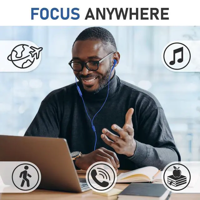 Alt view image 7 of 7 - LUDOS FEROX Wired Earbuds in-Ear Headphones, 5 Year Warranty, Earphones with Microphone, Noise Isolation Corded for 3.5mm Jack Ear Buds for iPhone, Samsung, Laptop, Kids, School Students - Blue