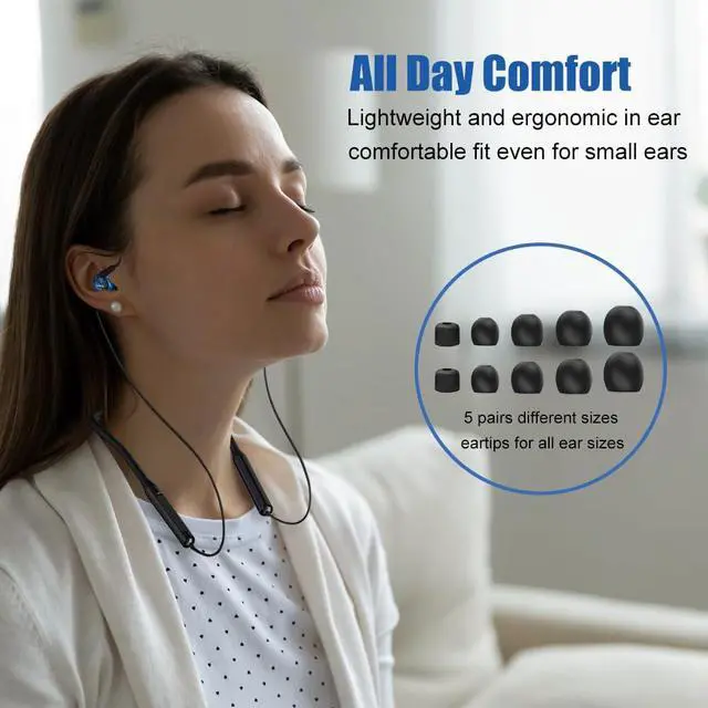 Alt view image 2 of 7 - Wireless Neckband Earbuds Headphones for Kids Women Small Ears w Microphone