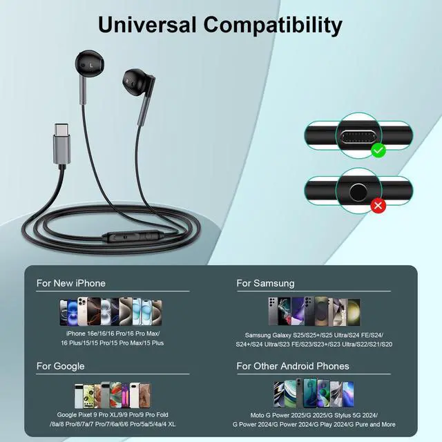 Alt view image 7 of 7 - USB C Samsung Headphones Wired for Samsung Galaxy S26 S25 Edge S24 Ultra