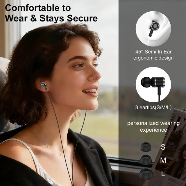 Alt view image 3 of 7 - USB C Headphones for Samsung Galaxy S26 S25 Ultra S24 S23 FE S22 S21 A16 A36 A17 Z Fold7 Z Flip7,Type C Wired Earphones Noise Canceling Earbuds with Mic Volume Control for iPhone 17 16 16e 15,Pixel 10