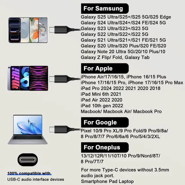 Alt view image 7 of 7 - USB C Headphones for Samsung Galaxy S26 S25 Ultra S24 S23 FE S22 S21 A16 A36 A17 Z Fold7 Z Flip7,Type C Wired Earphones Noise Canceling Earbuds with Mic Volume Control for iPhone 17 16 16e 15,Pixel 10