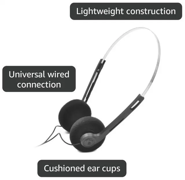 Alt view image 3 of 7 - Tnyvm Black Retro Headphones Wired, Black Retro Over-Ear Earphones, Mini Stereo Lightweight Headphones with Cord, 80s 90s Vintage Headset Wired, Headphone for Most Mobile Phones Playback
