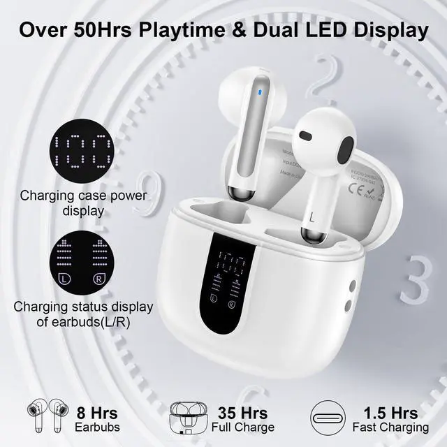 Alt view image 4 of 7 - Wireless Headphone,Bluetooth 5.3 Earbuds for Samsung Galaxy A17 A16 A15 A56