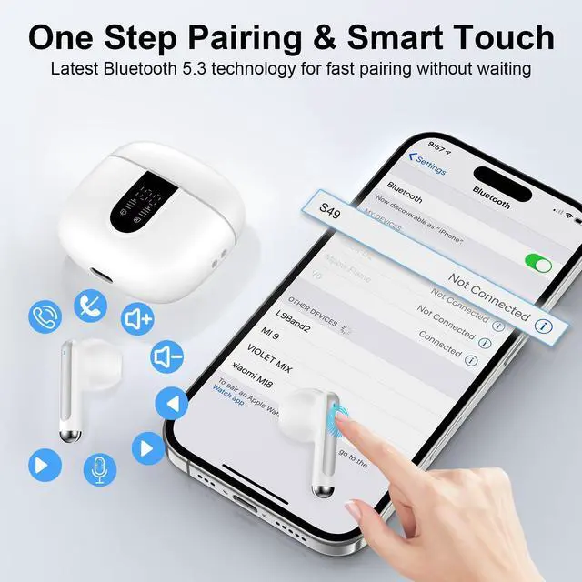 Alt view image 5 of 7 - Wireless Headphone,Bluetooth 5.3 Earbuds for Samsung Galaxy A17 A16 A15 A56