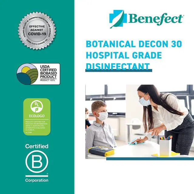 Alt view image 7 of 7 - Benefect Botanical Decon 30 Disinfectant Cleaner, 4 oz. Spray Bottle, Light Lemon & Thyme Scent, Hospital Grade Disinfectant, Kills Over 99.99% of Germs, Safe for Food-Contact Surfaces