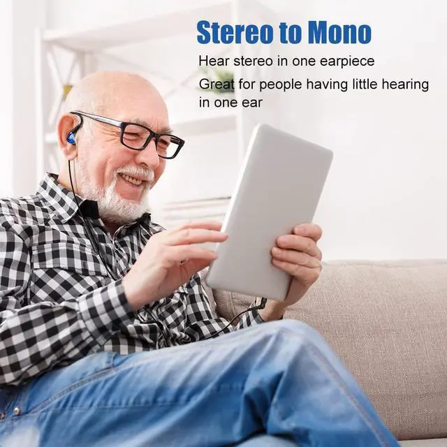 Alt view image 2 of 7 - Wired Stereo-to-Mono Single Earbud with Mic and Control, Right Ear Only