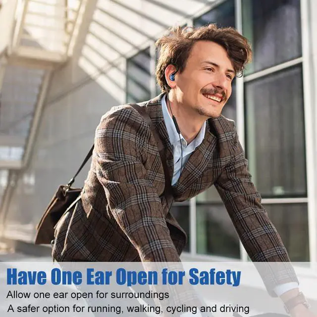 Alt view image 5 of 7 - Wired Stereo-to-Mono Single Earbud with Mic and Control, Right Ear Only