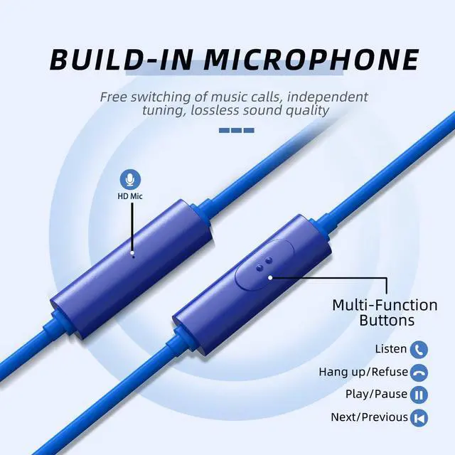Alt view image 4 of 7 - MORMOQUE EP-06 Wired Earbuds in-Ear Earphones,Build-in Microphone Noise Isolating Headphones,3.5mm Jack 4.9ft Long Cord Ear Buds,HD Bass Audio,with 6 Ear Tips,for Smartphones/Laptop/Computer Etc-Blue