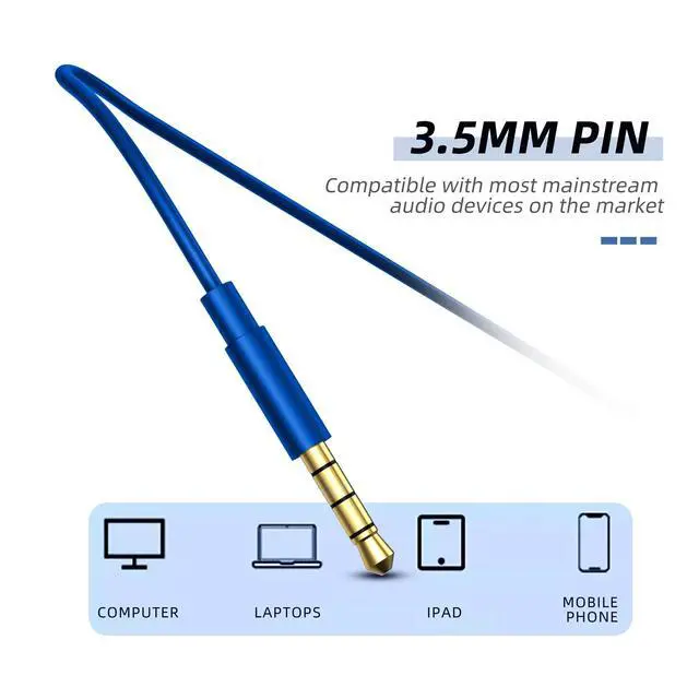 Alt view image 3 of 7 - MORMOQUE EP-06 Wired Earbuds in-Ear Earphones,Build-in Microphone Noise Isolating Headphones,3.5mm Jack 4.9ft Long Cord Ear Buds,HD Bass Audio,with 6 Ear Tips,for Smartphones/Laptop/Computer Etc-Blue