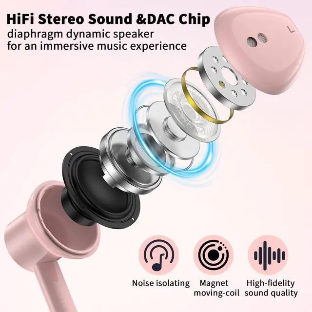 Alt view image 3 of 7 - USB C Earbuds Wired Headphones for iPhone 17 16 Pro Max 17e,Pink | for Samsung S26 S25 Ultra S24 A17 A37 Type C Earphones,Stereo Corded Earbuds C Plug with Microphone for Apple/iPad Pro 10 11