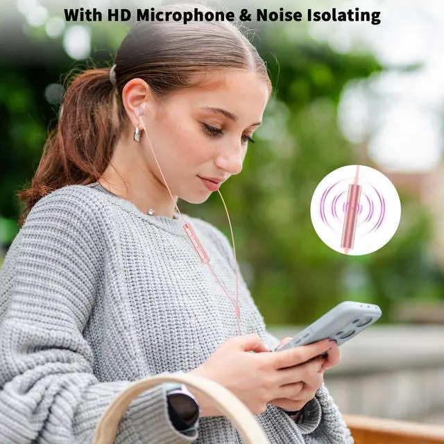 Alt view image 6 of 7 - USB C Earbuds Wired Headphones for iPhone 17 16 Pro Max 17e,Pink | for Samsung S26 S25 Ultra S24 A17 A37 Type C Earphones,Stereo Corded Earbuds C Plug with Microphone for Apple/iPad Pro 10 11