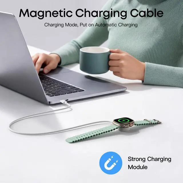 Alt view image 5 of 6 - 2026 Upgraded Wireless Charging USB-C 3.3FT Cable for Apple Watch Charger