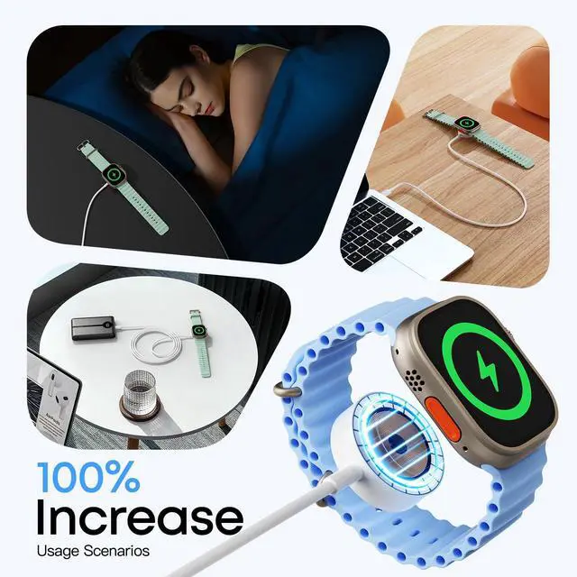 Alt view image 6 of 6 - 2026 Upgraded Wireless Charging USB-C 3.3FT Cable for Apple Watch Charger
