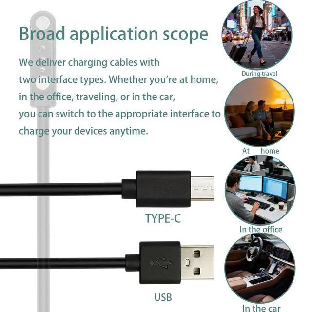 Alt view image 4 of 7 - 2 Pack Magnetic Charger Cables fits for PLAUD Note AI Voice Recorder,3.61 FT USB and Type-c AI Smart Recorder Charging Cable Cord Replacement,Accessories.