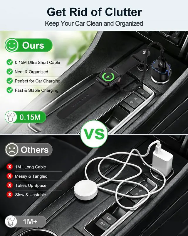 Alt view image 2 of 7 - for Apple Watch Charger Cable, USB Magnetic I Watch Charging Cord Adapter