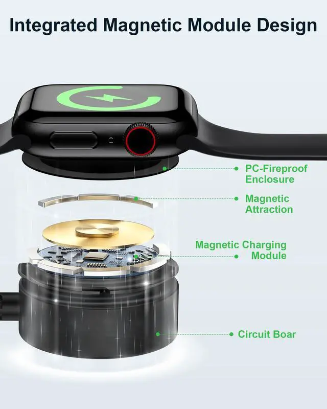 Alt view image 4 of 7 - for Apple Watch Charger Cable, USB Magnetic I Watch Charging Cord Adapter