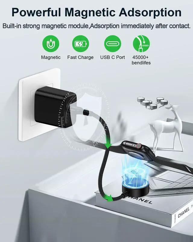 Alt view image 5 of 7 - for Apple Watch Charger Cable, USB Magnetic I Watch Charging Cord Adapter