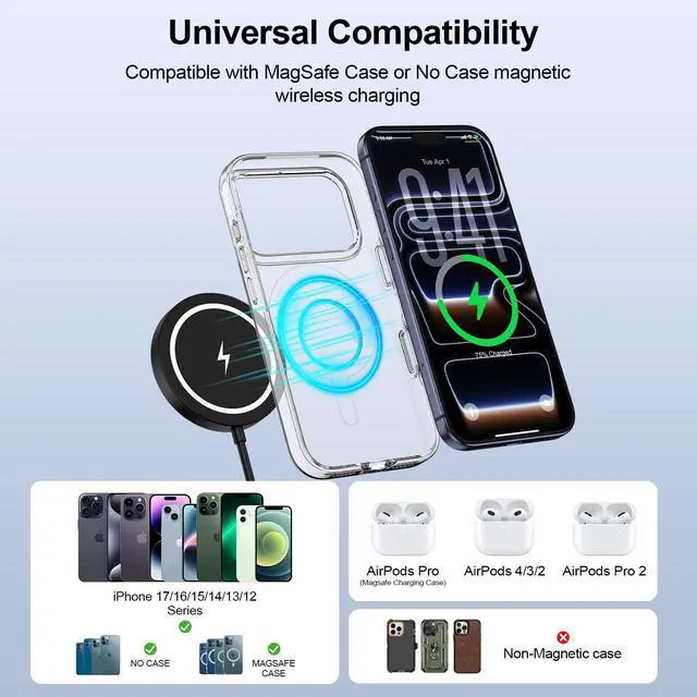 Alt view image 3 of 7 - Magnetic Wireless Charger Pad Magsafe Charging Station 15W Fast Charger Mat