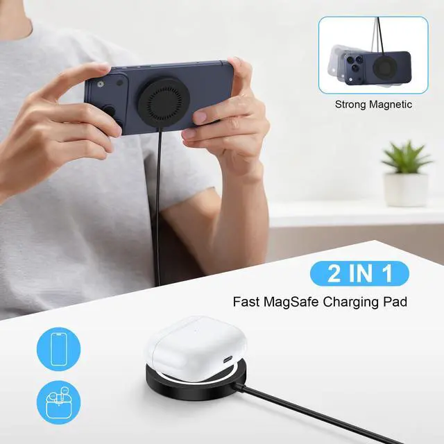 Alt view image 6 of 7 - Magnetic Wireless Charger Pad Magsafe Charging Station 15W Fast Charger Mat