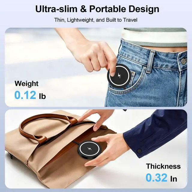 Alt view image 7 of 7 - Magnetic Wireless Charger Pad Magsafe Charging Station 15W Fast Charger Mat