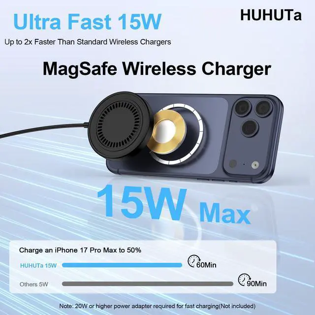 Alt view image 2 of 7 - Magnetic Wireless Charger Pad Magsafe Charging Station 15W Fast Charger Mat