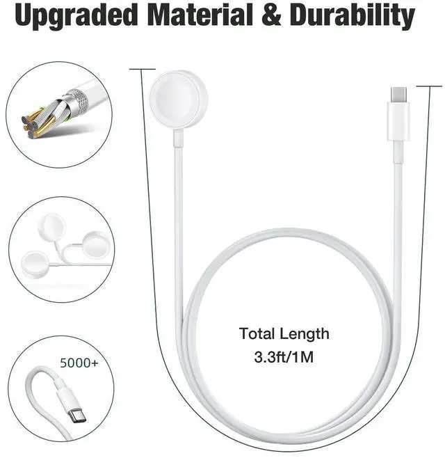 Alt view image 4 of 7 - Charger for Apple Watch, USB C Fast Wireless Magnetic Charging Cable, 1m