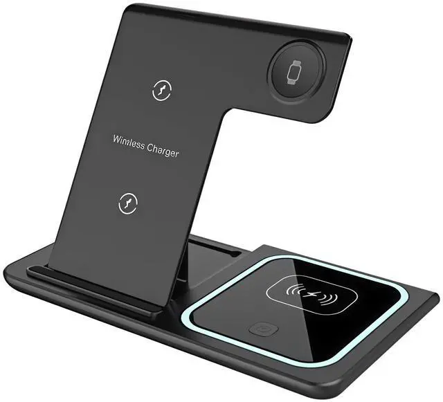 Main image of 3 in 1 Wireless Charging Station for iPhone, Apple Watch & AirPods, Foldable Magnetic Charging Stand, Fast Wireless Charger Dock for Multiple Devices, Portable Charging Pad for Desk & Nightstand