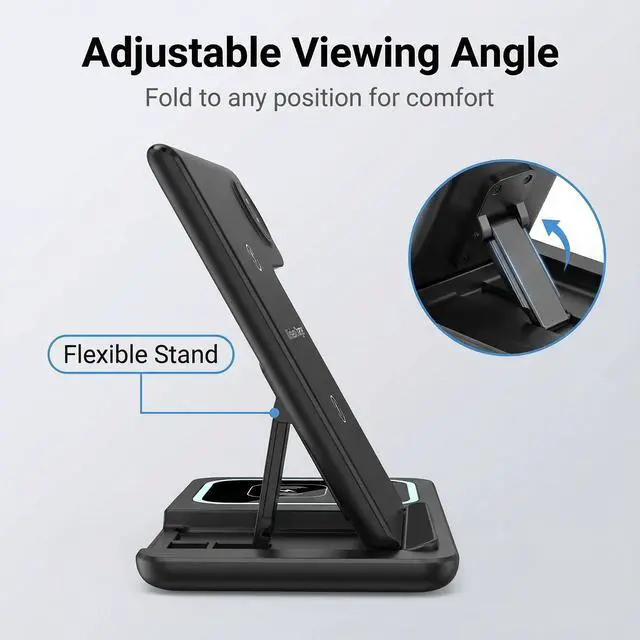 Alt view image 4 of 7 - 3 in 1 Wireless Charging Station for iPhone, Apple Watch & AirPods, Foldable Magnetic Charging Stand, Fast Wireless Charger Dock for Multiple Devices, Portable Charging Pad for Desk & Nightstand