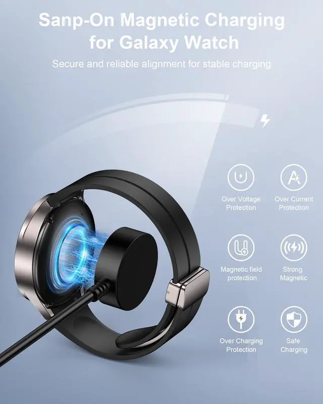 Alt view image 3 of 7 - Galaxy Watch Charger Cable 2-in-1 15W Samsung Wireless Charger Fast Charge