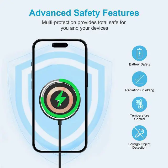Alt view image 5 of 7 - Magnetic Wireless Charger, 15W USB-C/A Fast Wireless Charging Pad Samsung
