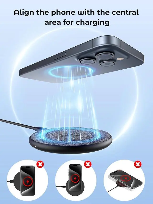 Alt view image 5 of 7 - NewQ Wireless Charger for Samsung, 15W Max Wireless Charging Pad for iPhone 16 15 14 13 12 11 mini/SE/Pro/Max/PlusSamsung Galaxy S23/S22/S21/S20/S10/S9/S8/S7/Note20/10/9/8, Google Pixel 8/7/61 Pack