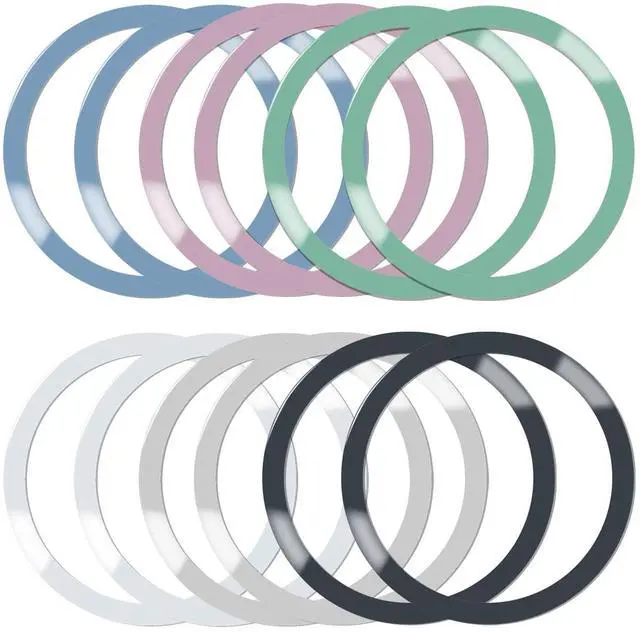 Main image of CKANDAY 12 Pieces Magnetic Wireless Charger Universal Metal Rings with Sticker, 6 Colors, Ultra Thin Metal Rings Compatible with MagSafe Wireless Charger Car Charger on Most Smartphone