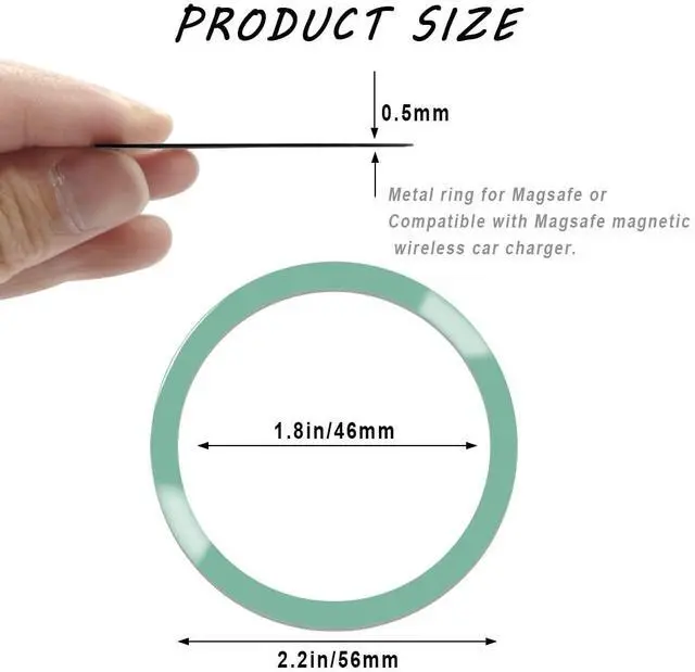 Alt view image 2 of 7 - CKANDAY 12 Pieces Magnetic Wireless Charger Universal Metal Rings with Sticker, 6 Colors, Ultra Thin Metal Rings Compatible with MagSafe Wireless Charger Car Charger on Most Smartphone