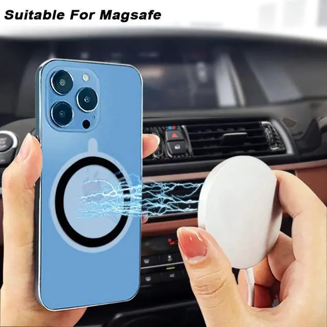 Alt view image 4 of 7 - CKANDAY 12 Pieces Magnetic Wireless Charger Universal Metal Rings with Sticker, 6 Colors, Ultra Thin Metal Rings Compatible with MagSafe Wireless Charger Car Charger on Most Smartphone