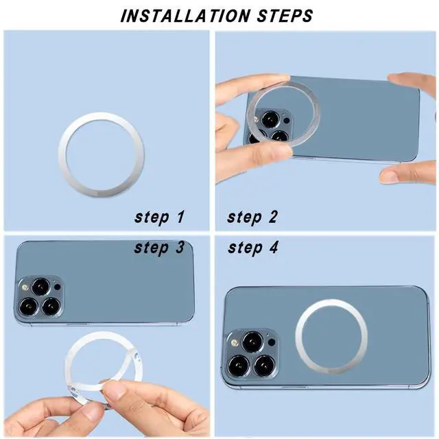 Alt view image 6 of 7 - CKANDAY 12 Pieces Magnetic Wireless Charger Universal Metal Rings with Sticker, 6 Colors, Ultra Thin Metal Rings Compatible with MagSafe Wireless Charger Car Charger on Most Smartphone