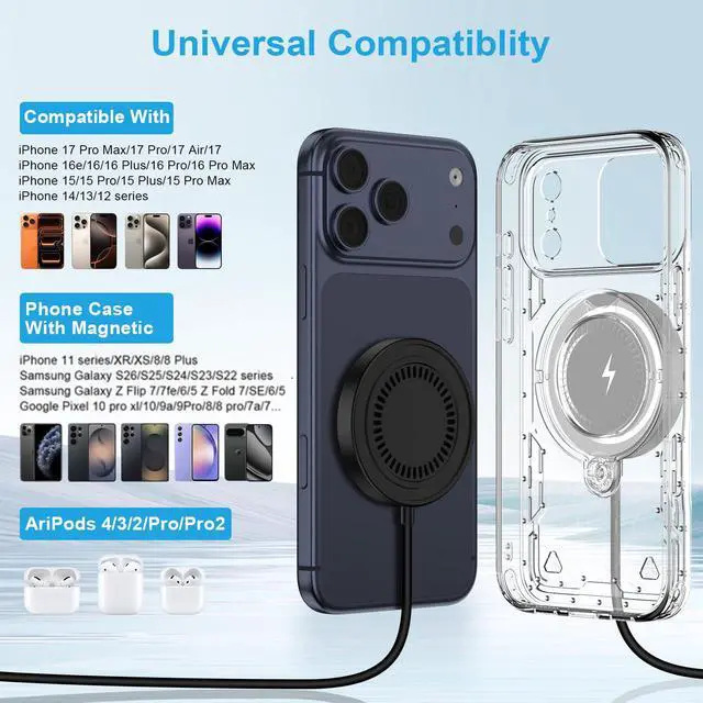 Alt view image 6 of 7 - 15W Magnetic Wireless Charger Android Wireless Charger Fast Charging Pad