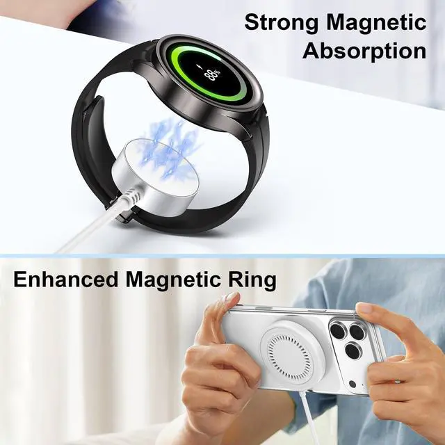Alt view image 3 of 7 - Magnetic Charger Samsung Wireless Charger Fast Phone Charging Pad for Android Samsung Galaxy S25 Ultra S24 S23 S22, 2 in 1 Magnetic Galaxy Watch Charger for Samsung Galaxy Watch 8/8 Classic/7/6