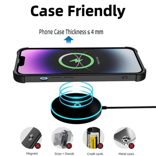 Alt view image 6 of 7 - Quartdaxy for MagSafe Charger, Magnetic Wireless Charging Pad for iPhone 17/17 Pro/17 Pro Max/Air/16 15 14 13 12 Pro Max Plus mini & AirPods 2 3 Pro, Strong Magnet, USB-C/A Ports (Black-V2)