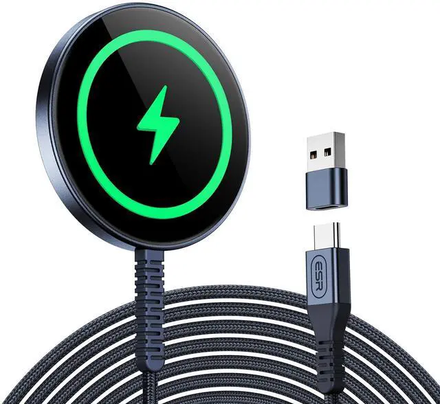 Main image of ESR for MagSafe Charger 15W Wireless Charger for iPhone Air 17-12, Apple Magnetic Charging Pad for AirPods 4/3/Pro/Pro 2, Galaxy S26/S25 Series with Dual USB A/C Ports, Dark Blue