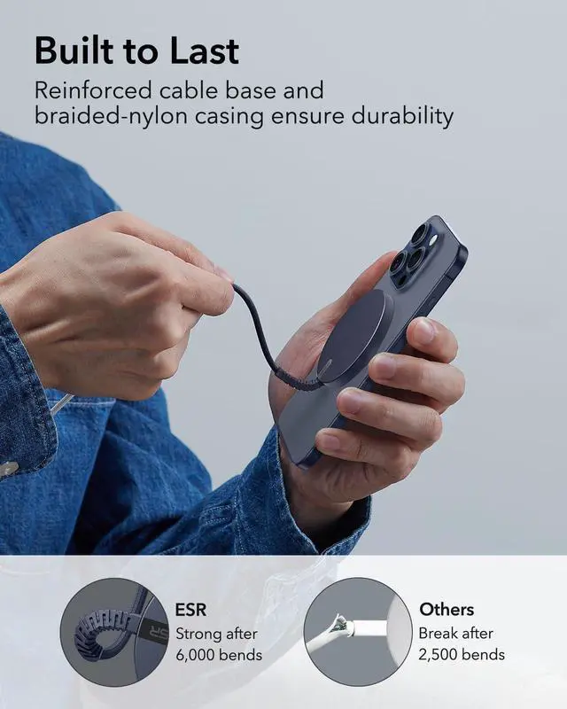 Alt view image 3 of 7 - ESR for MagSafe Charger 15W Wireless Charger for iPhone Air 17-12, Apple Magnetic Charging Pad for AirPods 4/3/Pro/Pro 2, Galaxy S26/S25 Series with Dual USB A/C Ports, Dark Blue