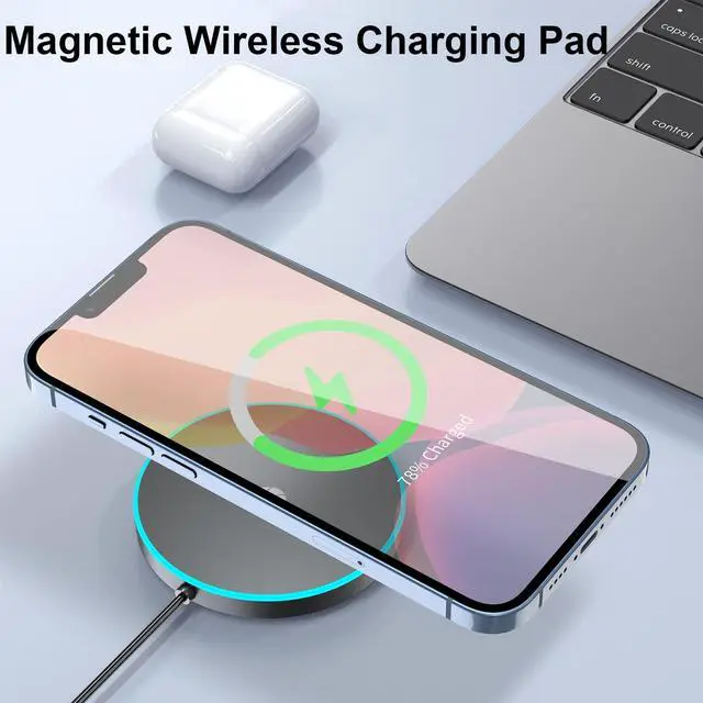 Alt view image 2 of 7 - Quartdaxy for MagSafe Charger, Magnetic Wireless Charging Pad for iPhone 17/17 Pro/17 Pro Max/Air/16 15 14 13 12 Pro Max Plus mini & AirPods 2 3 Pro, Strong Magnet, USB-C/A Ports (Black-V2)