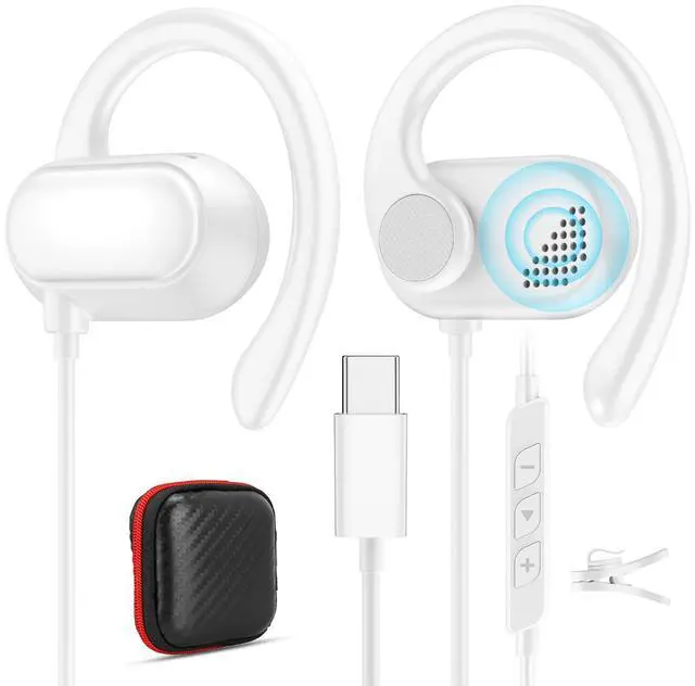 Main image of USB Type C Headphone Open Ear Adjustable Over Ear Hook Headset School White