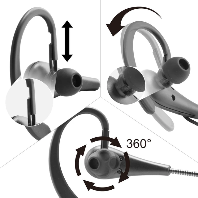 Alt view image 3 of 7 - Wired Mono Single Headset One Hook Design Earphone Earbud with Bendable Boom Arm Mic, Adjustable Ear Angle and Earhook Length, 15mm Driver, 3.5mm TRRS Plug for Smart Mobile Cellphone Tablet PC