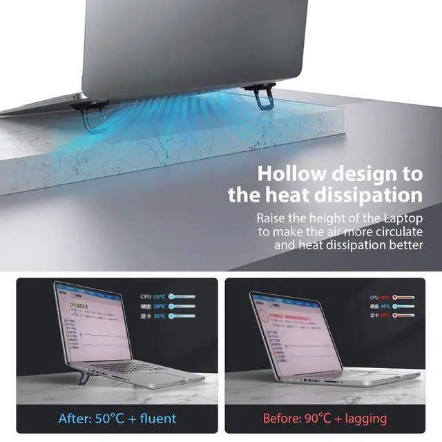 Alt view image 5 of 7 - Nillkin Portable Laptop Stand with 3 Adjustable Angles, Laptop Riser, Slim