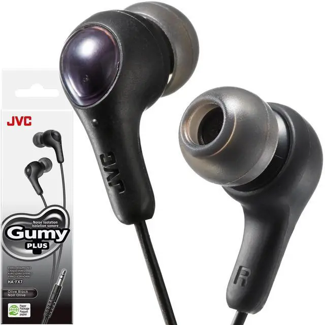 Main image of JVC Gumy HAFX7BN in Ear Earbud Headphones, Black | Powerful Sound, Comfortable and Secure Fit, Silicone Ear Pieces S/M/L, Paper Package