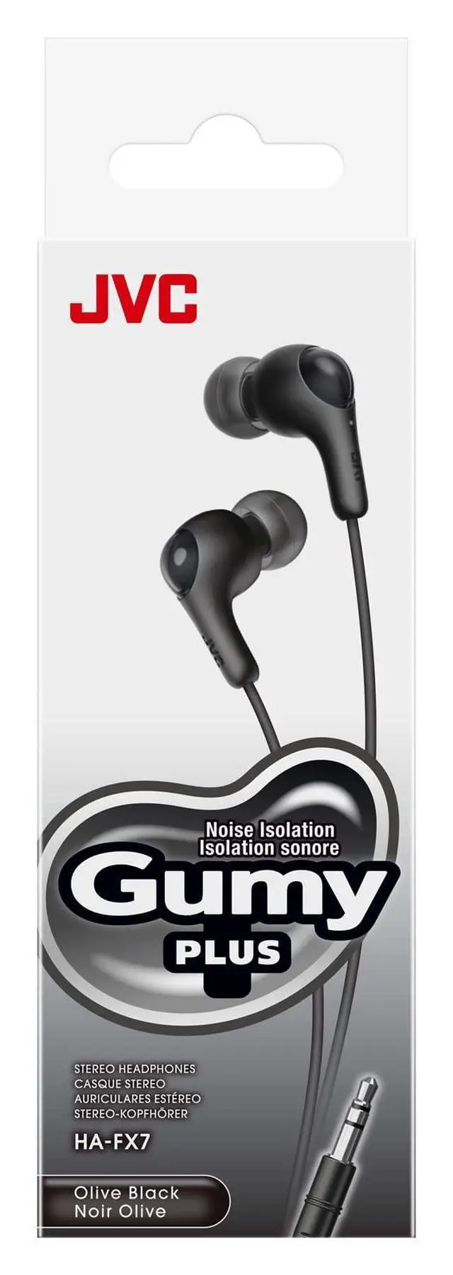 Alt view image 2 of 6 - JVC Gumy HAFX7BN in Ear Earbud Headphones, Black | Powerful Sound, Comfortable and Secure Fit, Silicone Ear Pieces S/M/L, Paper Package