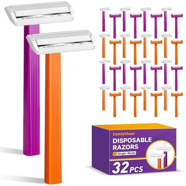 Main image of Comfycheer 32 count Disposable Razors for MenSingle Blade RazorsBulk Stainless Steel Shavers with Protective Head for Shaving Sensitive Skin