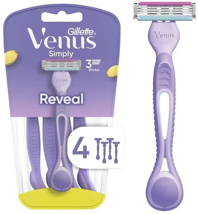 Main image of Venus Simply 3 Reveal Disposable Razors, 4 Count