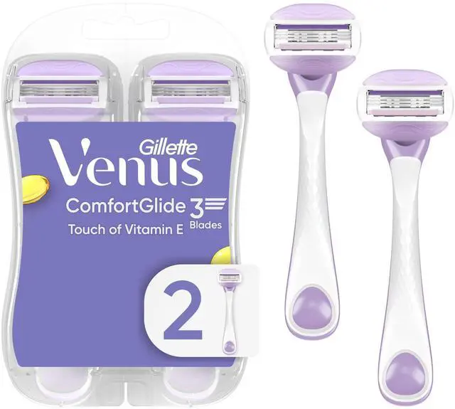 Main image of Gillette Venus ComfortGlide Touch of Vitamin E, Disposable Razor for Women, 3 Blades, Water-Activated Moisture Bars, 2ct