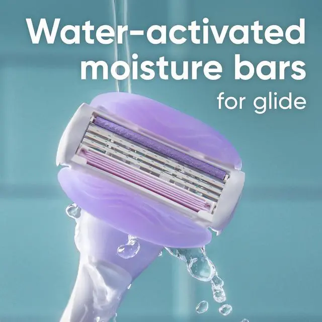 Alt view image 4 of 7 - Gillette Venus ComfortGlide Touch of Vitamin E, Disposable Razor for Women, 3 Blades, Water-Activated Moisture Bars, 2ct